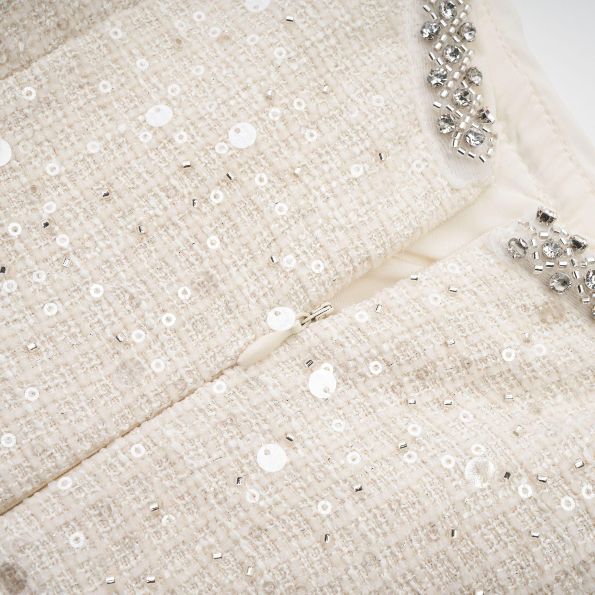 Manon Charm Açık Mavi Işıltılı Tweed Mini Elbise