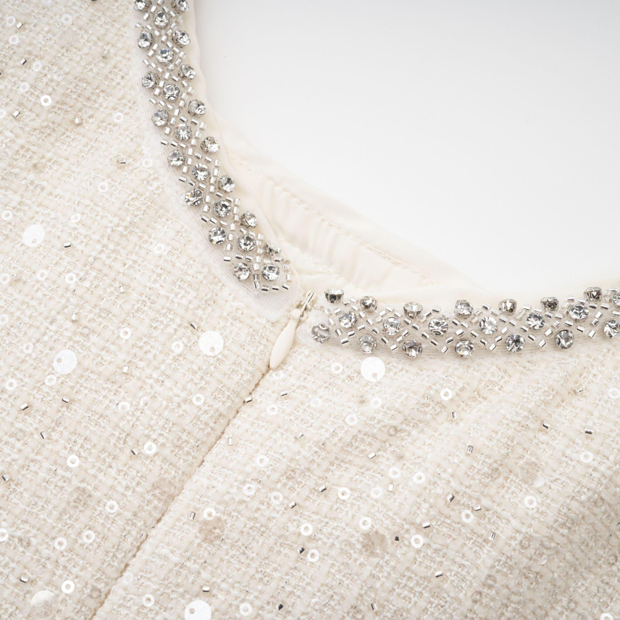 Manon Charm Açık Mavi Işıltılı Tweed Mini Elbise