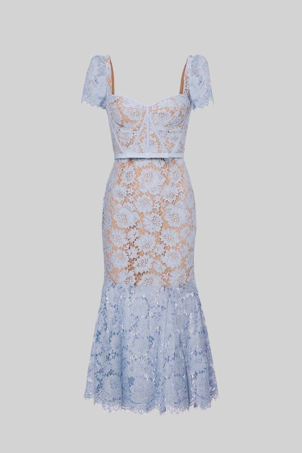 Narin Eşleşen Bel Kemerli Kısa Kollu Dantel Elbise