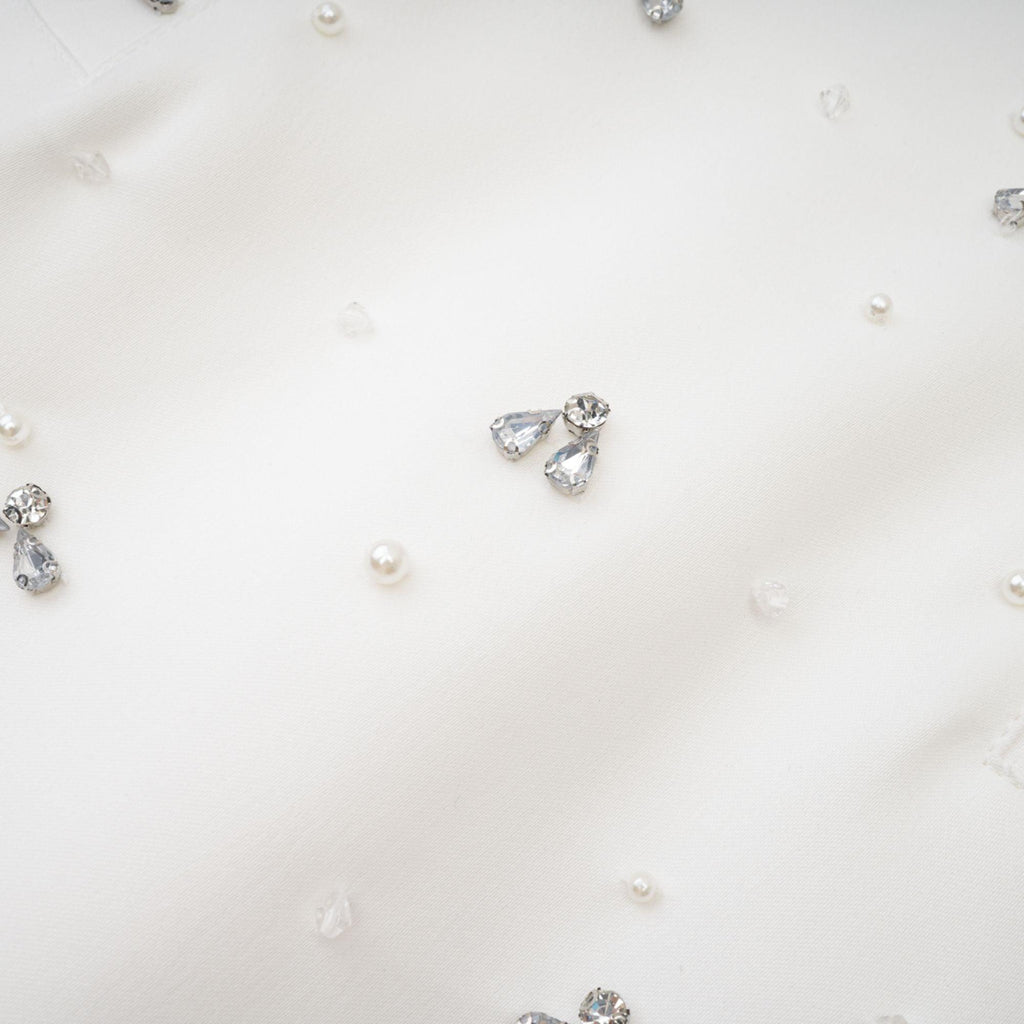 Radiance Elegance Beyaz Taş İşlemeli Straplez Mini Elbise