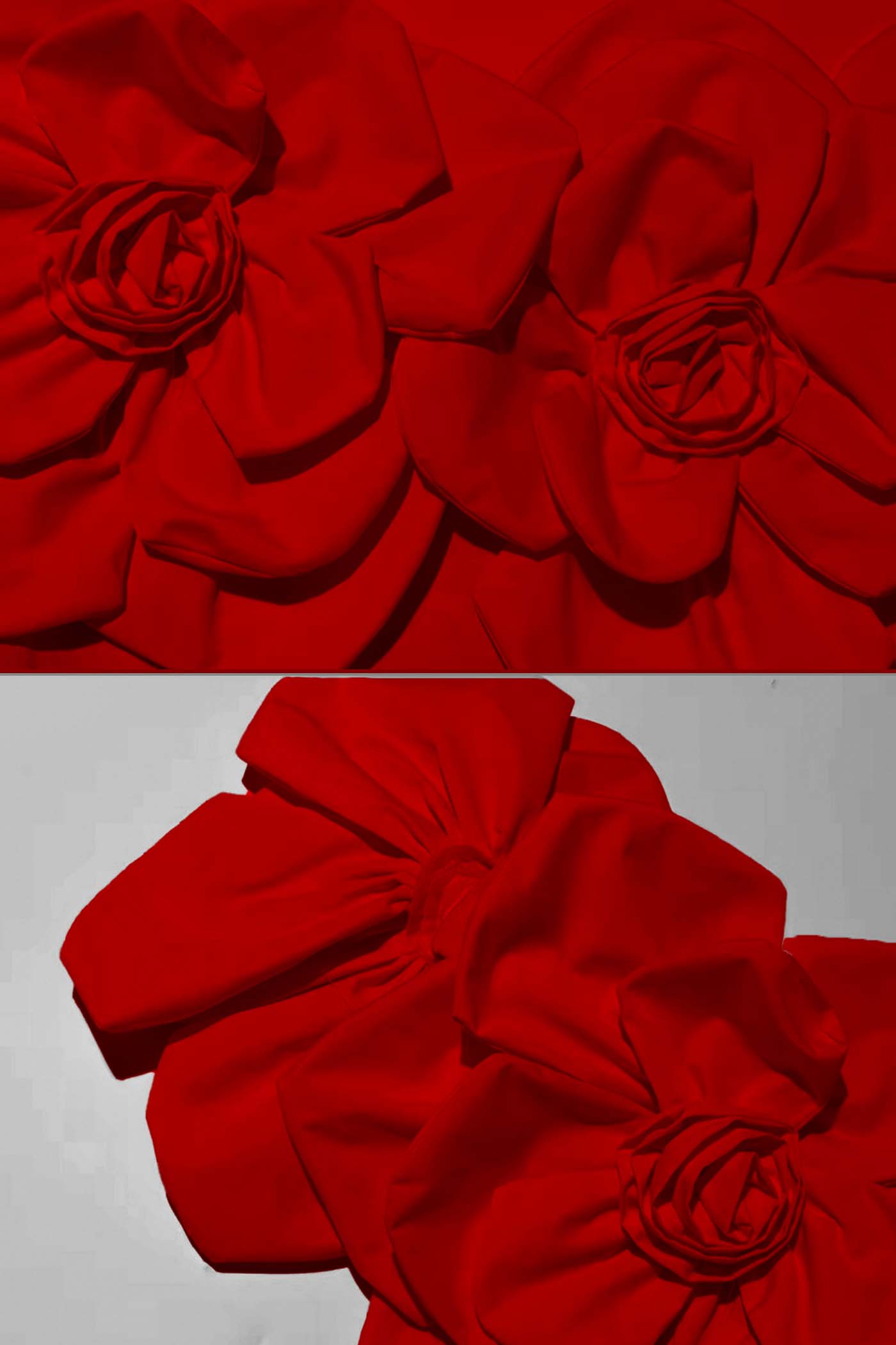 Büyük Kumaş Çiçek Desenli Omuzları Açık Midi Elbise